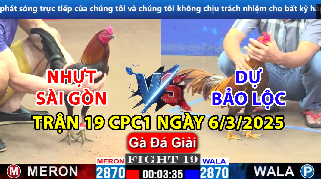 TRẬN 19 CPC1 NGÀY 6/3/2025 - GÀ KHÉT DỰ BẢO LỘC GÃY GIÒ 6 trận 19 cpc1 ngày 6/3/2025 hôm nay giữa nhựt sài gòn và dự bảo lộc