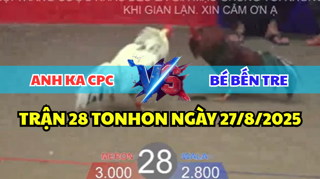 trận 28 bồ tonhon ngày 27/8/2025 hôm nay giữa anh bé bến tre vs anh ka cpc