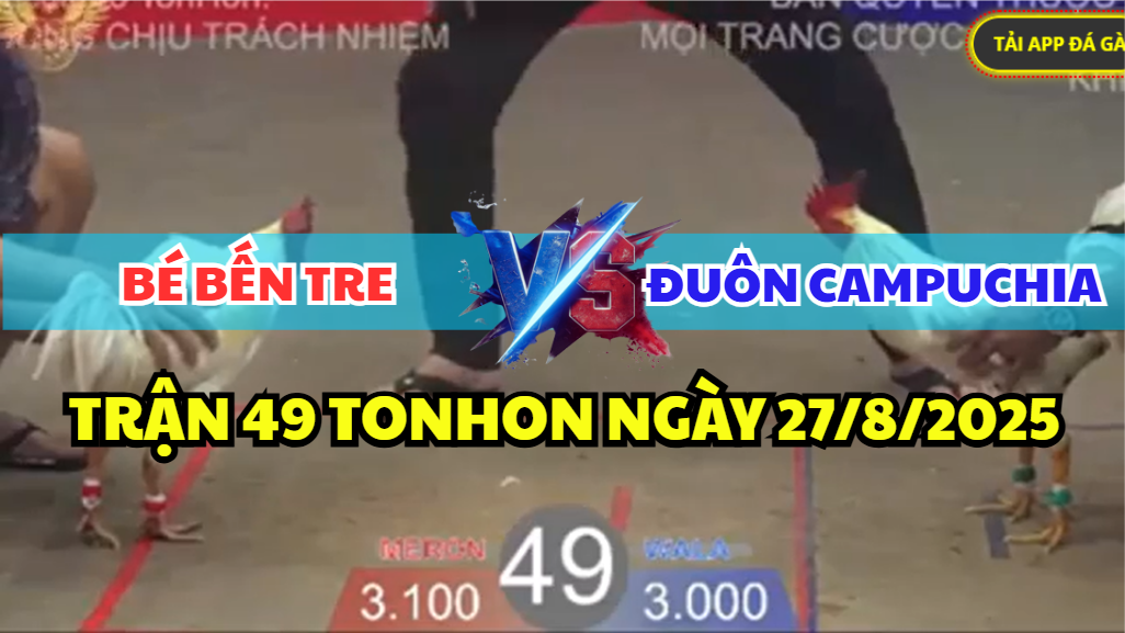trận 49 bồ tonhon ngày 27/8/2025 hôm nay