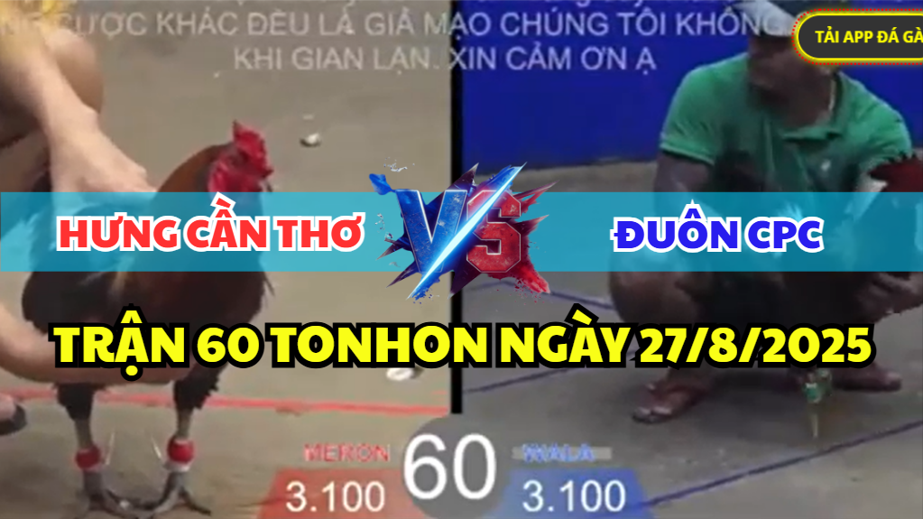TRẬN 60 BỒ TONHON NGÀY 27/8/2025 - HƯNG CẦN THƠ ĐỐI ĐẦU ANH ĐUÔN TẠI TONHON 3 trận 60 bồ tonhon ngày 27/8/2025 hôm nay giữa hưng cần thơ vs đuôn cpc