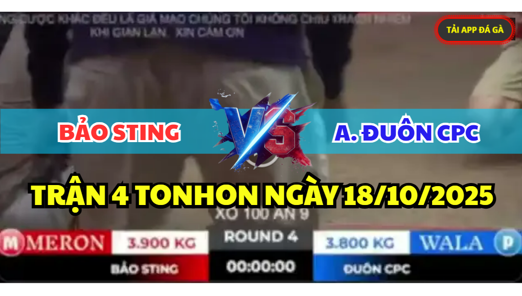 TRẬN 4 TONHON NGÀY 18/10/2025 - ANH BẢO STING VS ANH ĐUÔN CPC XỔ 100 6 trận 4 tonhon ngày 18/10/2025 hôm nay giữa bảo sting vs anh đuôn cpc